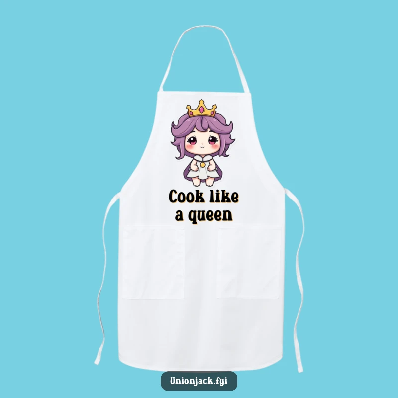 Funny Crowned Character Apron: Regal Kitchen Wear for Royal Cooks