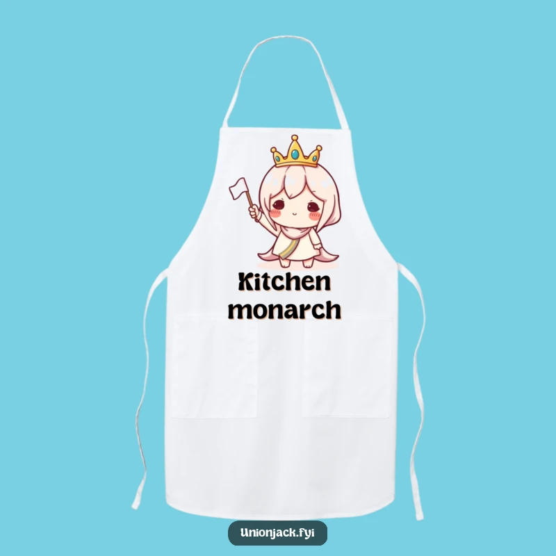 Funny Crowned Character Apron: Royal Chef Design, Hilarious Kitchen Gift