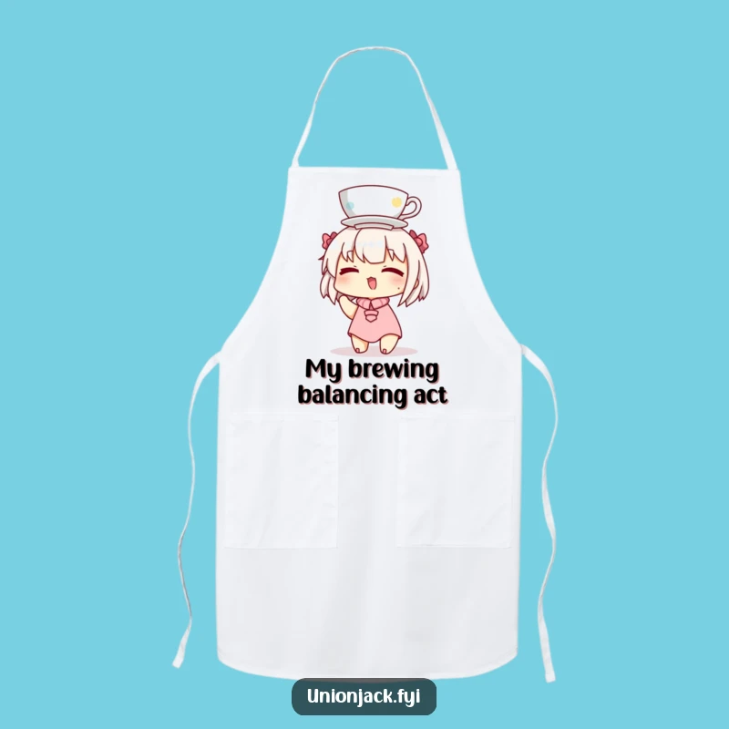 Funny Teacup Balance Apron - Chef's Kiss Funny Kitchen Gift
