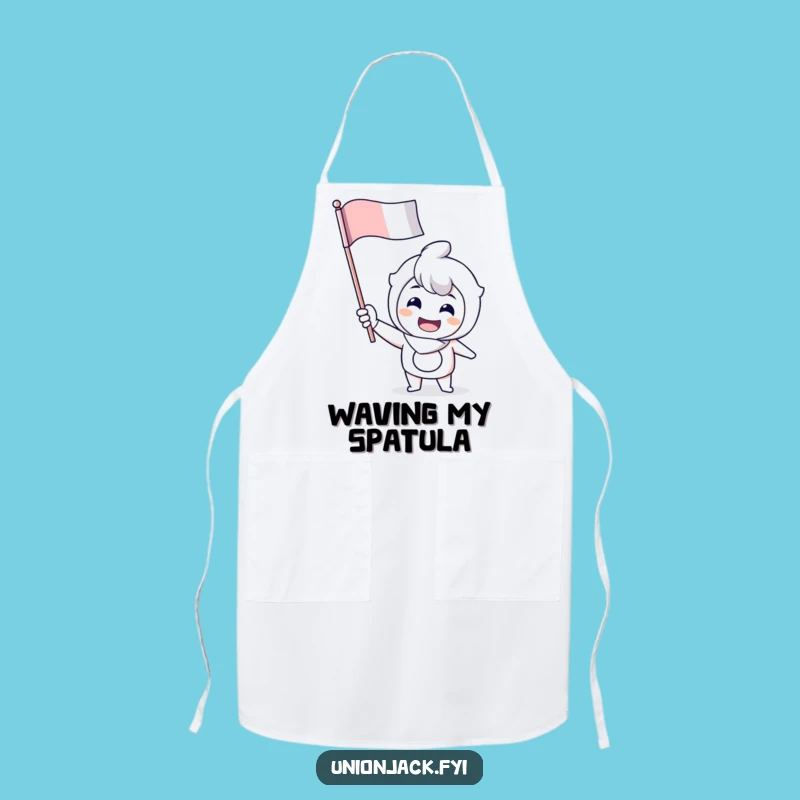 Funny Waving Flag Apron: Cheerful Grin Kitchen Wear for Enthusiastic Cooks