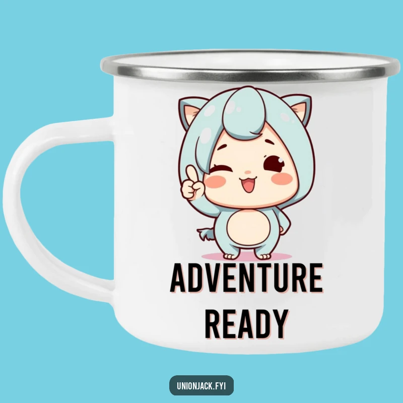 Adventure Funny Mug: Cute Character Wink & Nod - Proud Campfire Companion