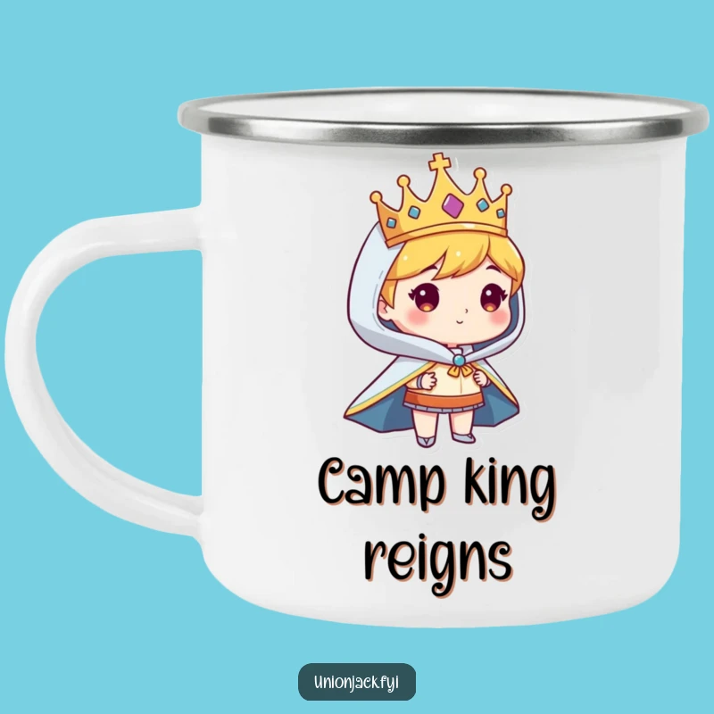 Funny Regal Character Camping Mug: Durable Crowned Outdoor Gift