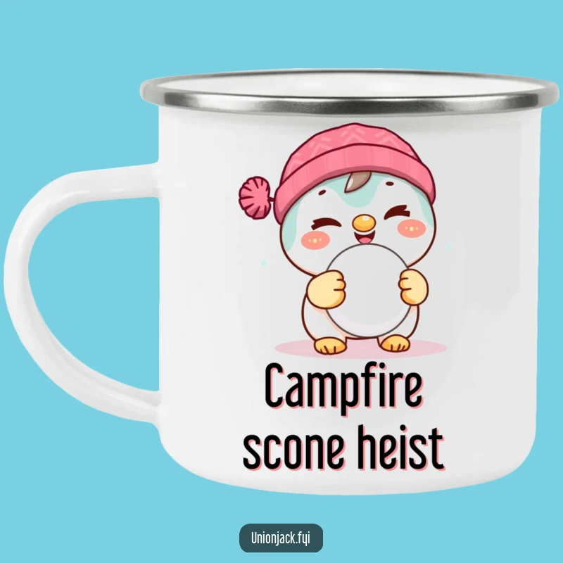Funny Winking Scone Camping Mug: Hilarious Outdoor Companion for Treat Lovers Gift