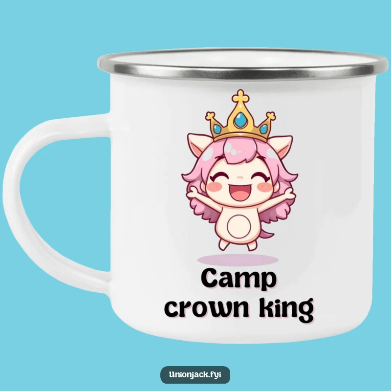 Funny Bouncing Crown Camping Mug: Regal Brews for Adventures - Perfect Funny Gift