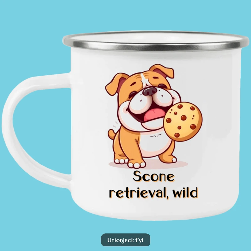 Funny Bulldog Scone Camping Mug - Outdoor Dog Fun