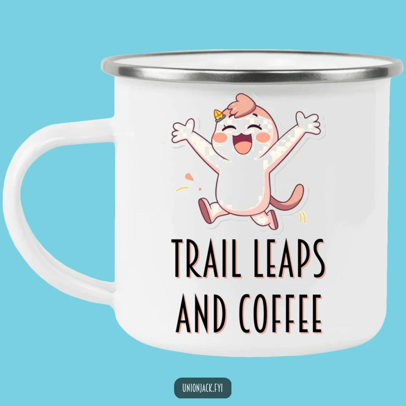 Funny Camping Mug: Character Leap Design, Perfect Funny Gift for Outdoor Fun