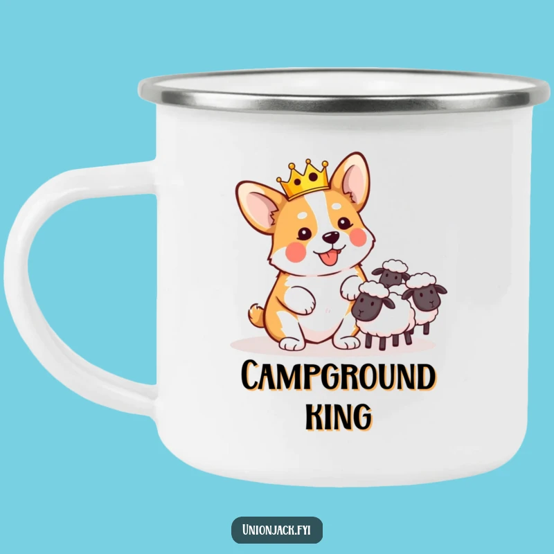 Funny Corgi Crown Sheep Herding Camping Mug: Royal Outdoor Gift