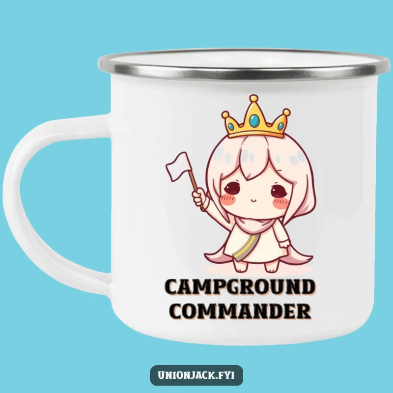 Funny Crowned Character Camping Mug: Durable Royal Design, Outdoor Gift
