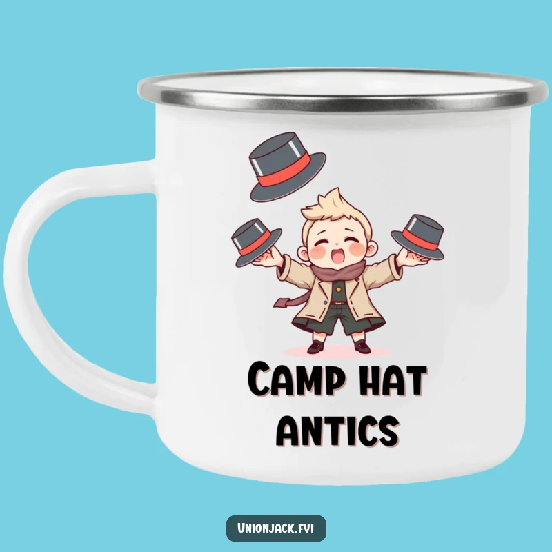 Funny Juggling Hats Camping Mug: Durable Playful Outdoor Gift