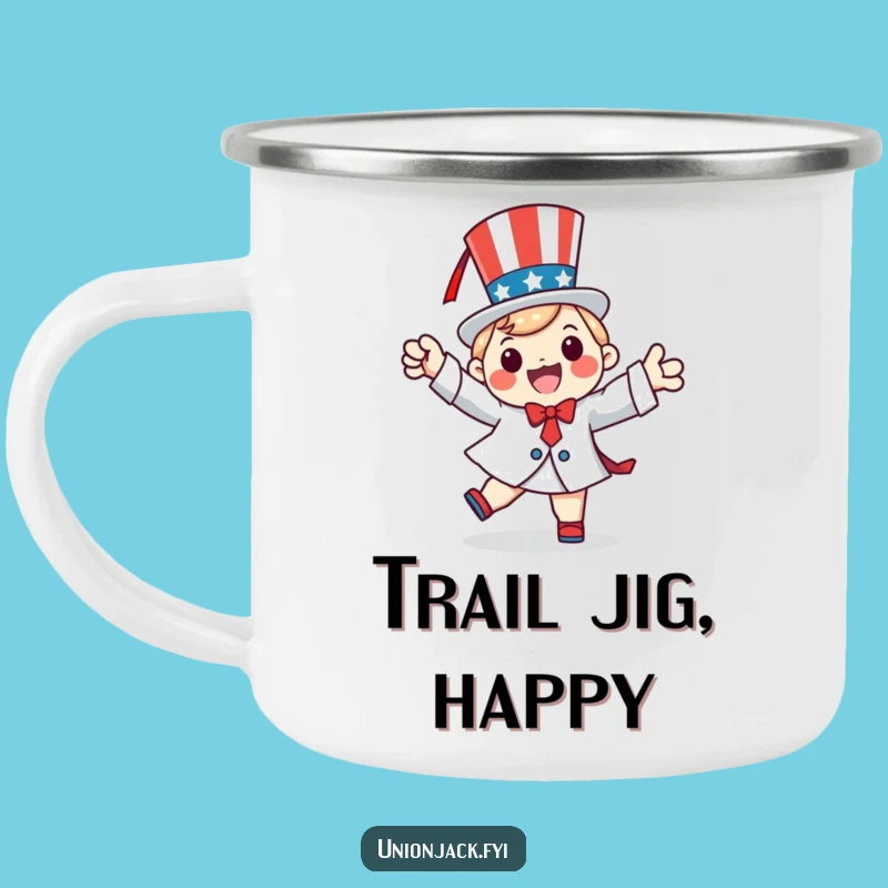 Funny Patriotic Jig Camping Mug: Happy Dancer for Outdoor Celebrations