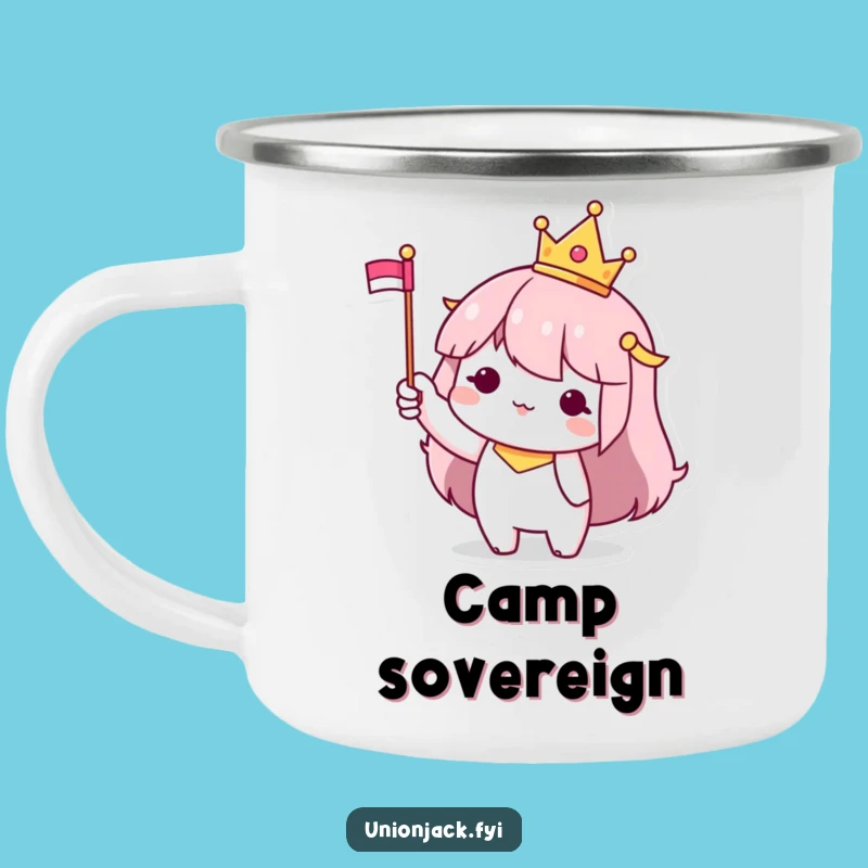 Funny Royal Camping Mug: Tiny Crown Character - Camp Like a King or Queen, Perfect Funny Gift