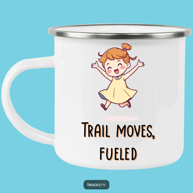 Funny Dancing Character Camping Mug - Jaunty Stride Adventures, Outdoor Funny Gift