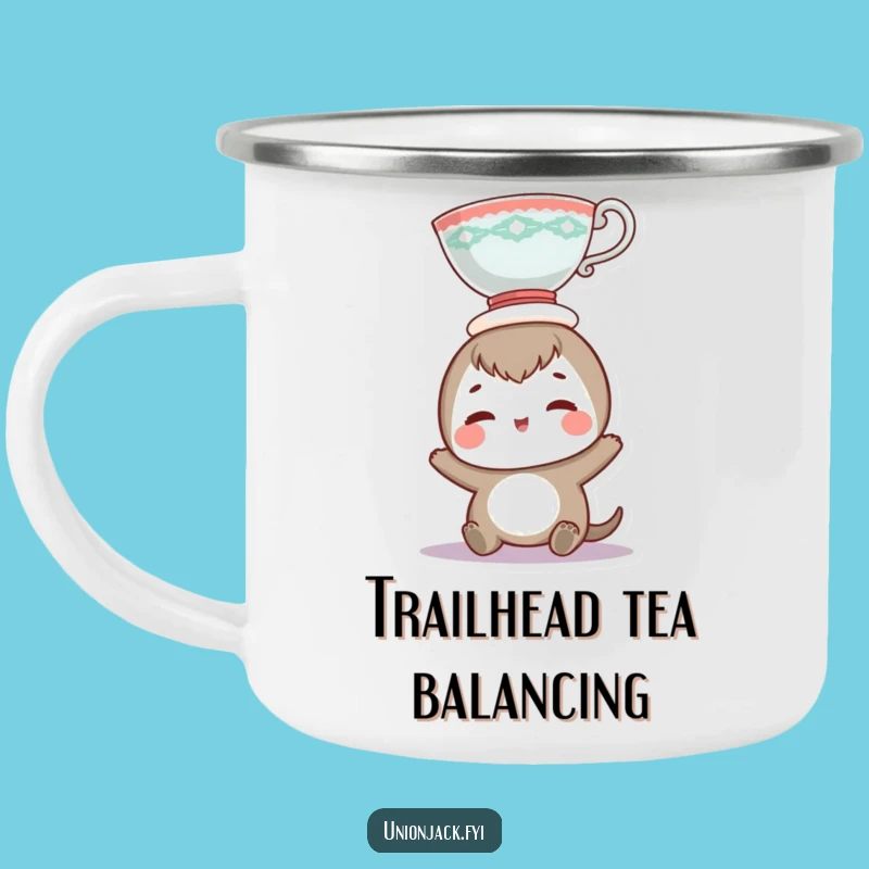Funny Teacup Head Balance Camping Mug - Outdoor Humor & Adventure Gift