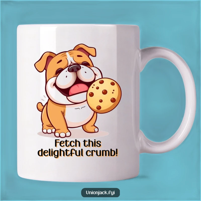 Funny Bulldog Fetching Scone Mug - Cheerful Dog Lover Gift
