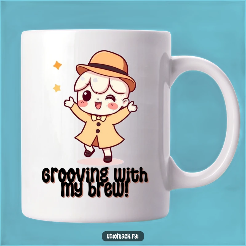 Funny Dancing Mug: Silly Character in Bowler Hat - A Humorous Gift