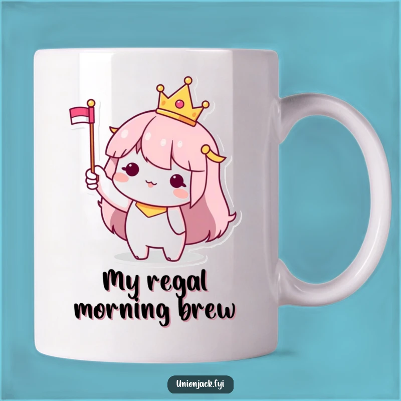 Funny Royal Wave Mug: Tiny Crown Character - Perfect Funny Gift for the Regal Humorist