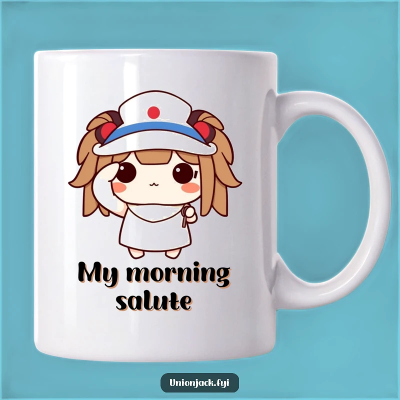 Funny Saluting Character Mug: Proud Flag Waving Gift for Patriots