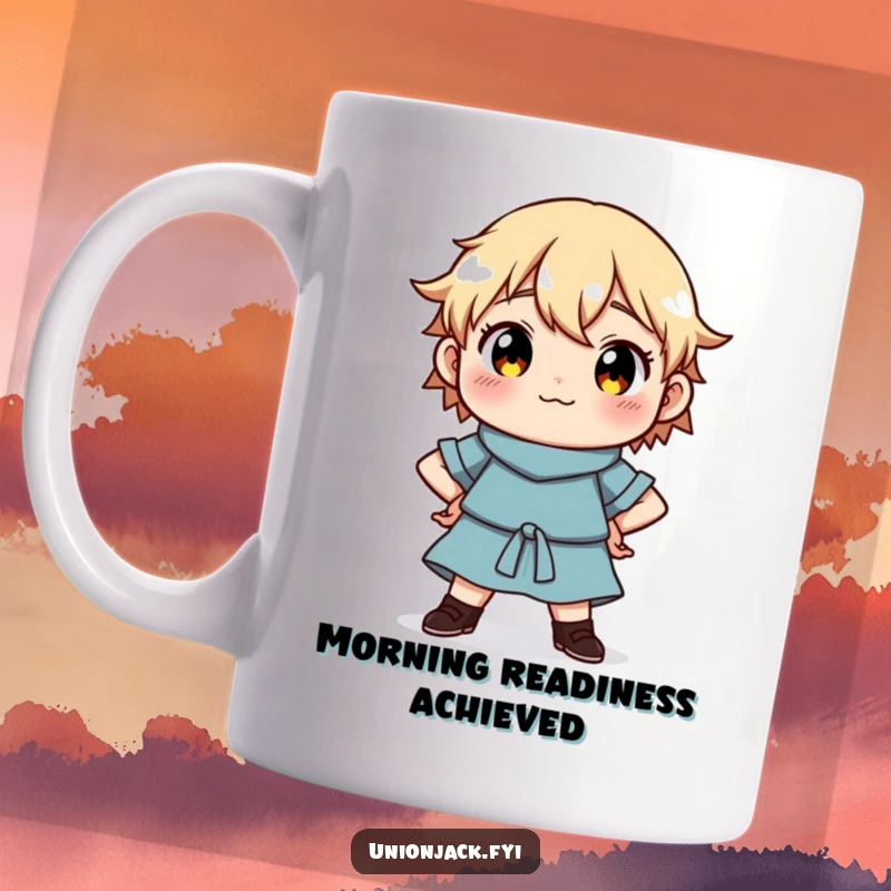Funny Mug: Character standing confidently with hands on hips, showcasing pride and self-assuredness.