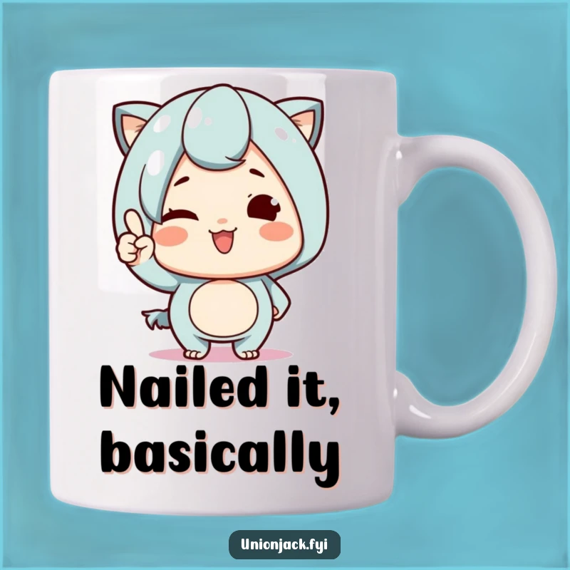 Funny Gift Mug: Cute Character Wink & Nod - Proud & Cheeky Coffee Cup