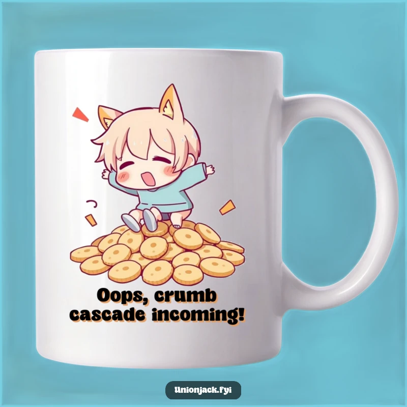 Funny Biscuit Blunder Mug: Hilarious Character Tripping Gift for Snack Lovers