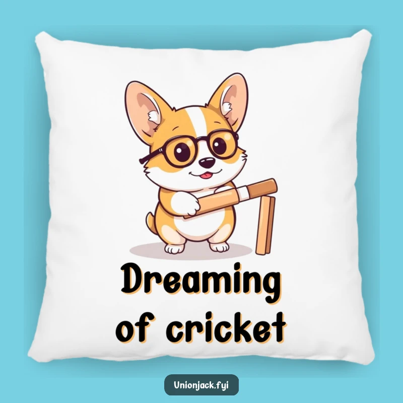 Funny Corgi Cricket Pillow - Comfy Sports Decor & Hilarious Gift!