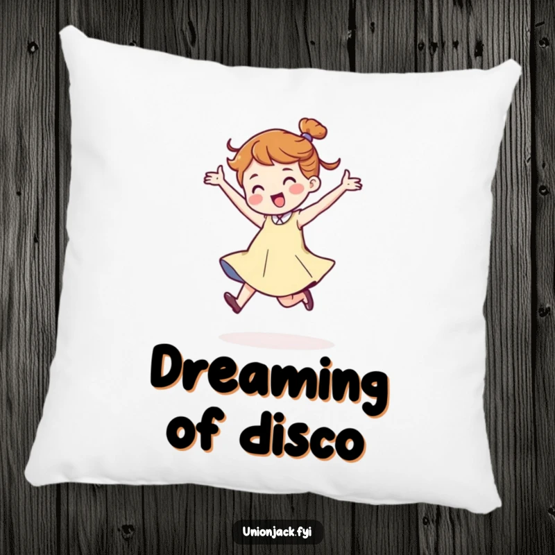 Funny decorative pillow showcasing a character in a jaunty, energetic dance stride, offering both comfort and humor. Perfect for adding a playful touch to sofas.