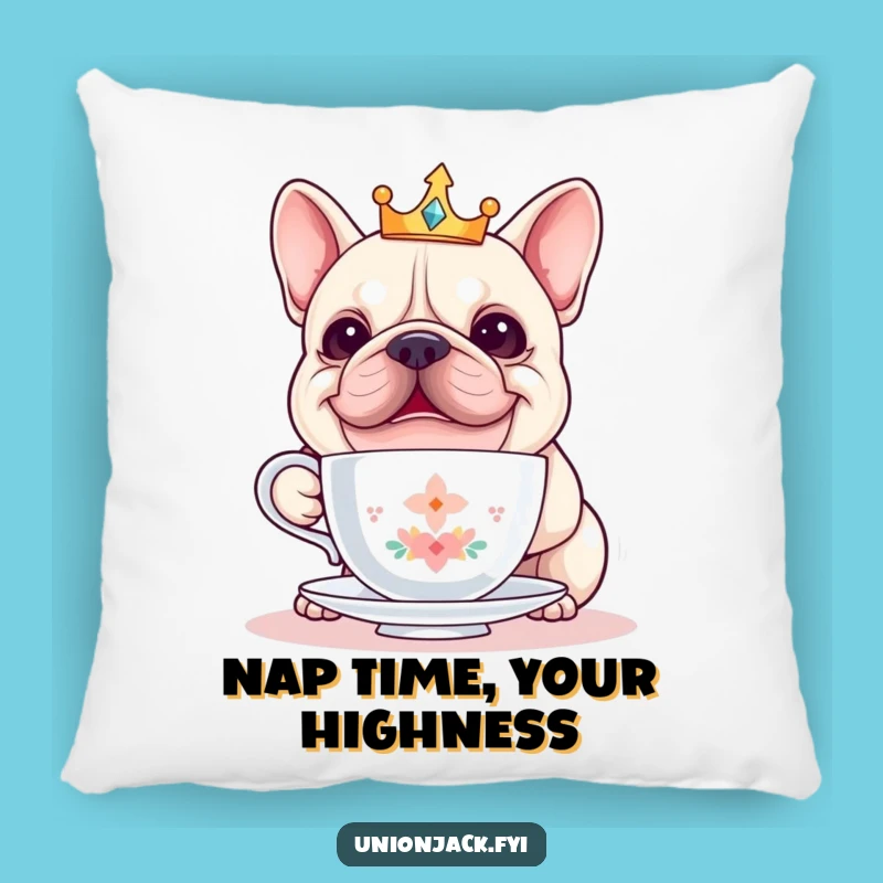 Funny Bulldog Teacup Pillow - Squishy Comfort & Hilarious Royal Decor Gift!