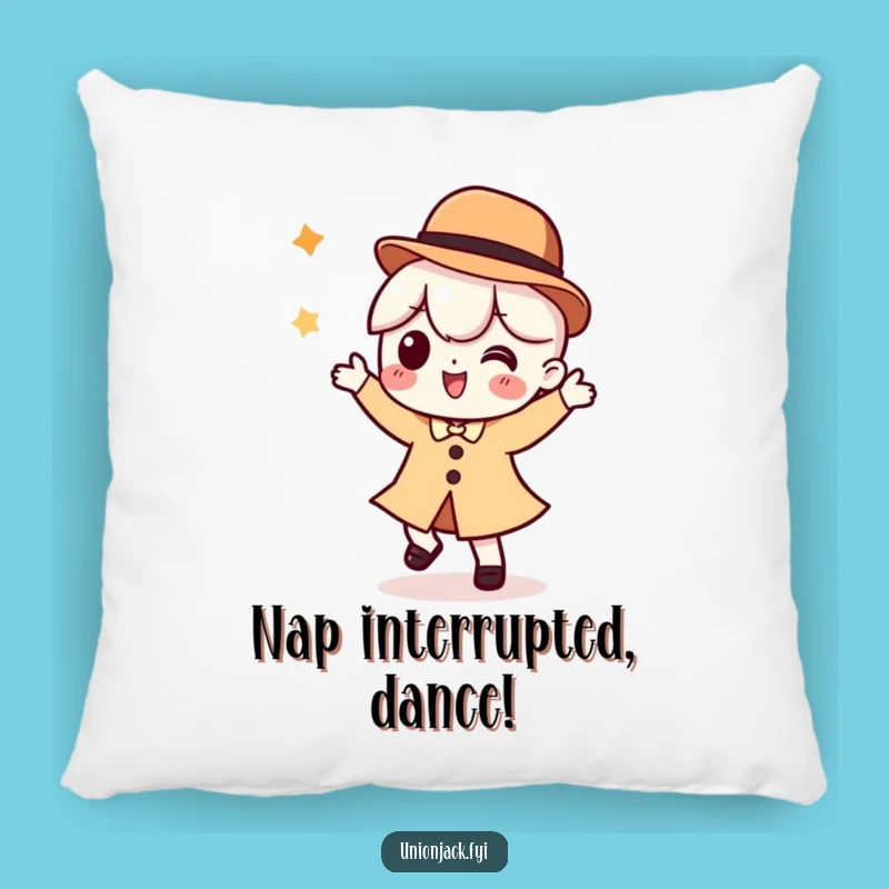 Funny Pillow: Dancing Character in Bowler Hat - Humorous Comfort Gift