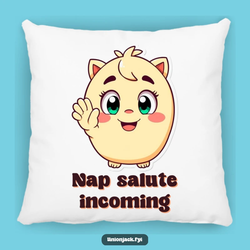 Funny Pillow: Happy Character Salutes, Soft and Comfy Funny Gift Accent
