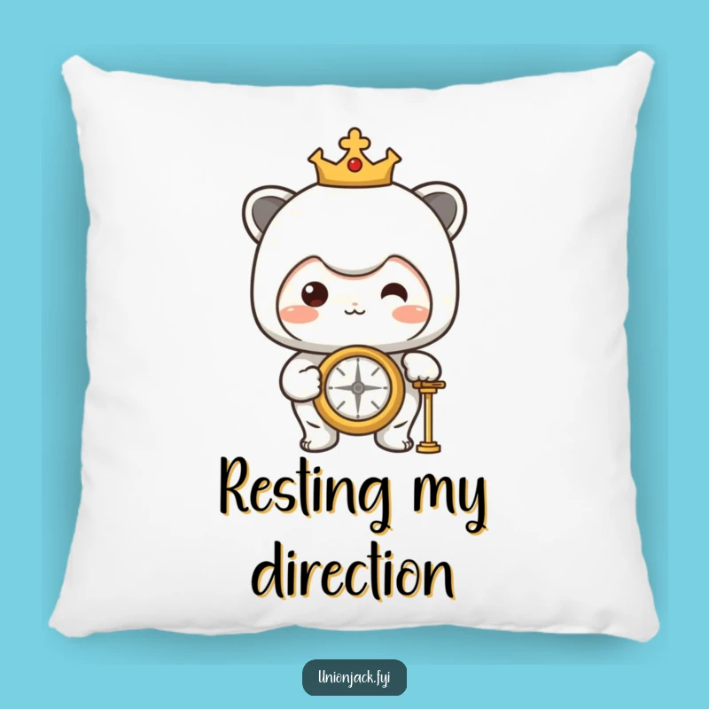Funny Proud Compass Pillow: Character's Cozy Map, Comfy & Hilarious Gift!