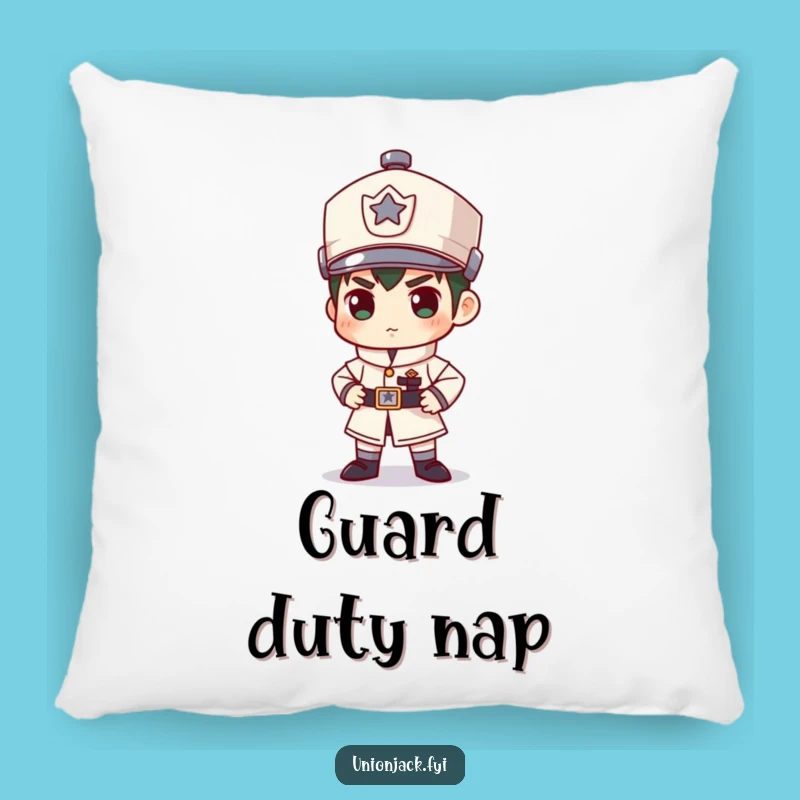 Funny Guard Accent Pillow: Character's Stiff Pose, Cozy Humorous Decor!