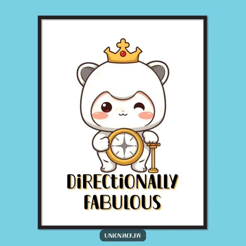 Funny Proud Compass Digital Art: Character's Journey, Instant Decor Gift!