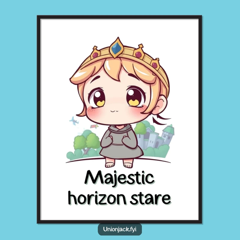 Funny Castle Dream Digital Art: Wide-Eyed Character Print for Inspiring Decor