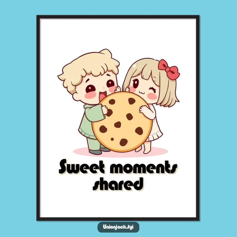 Funny Cookie Sharing Print: Hilarious Character Art for Friendship Decor