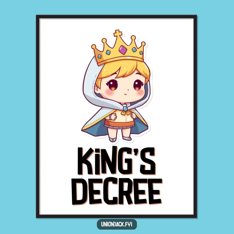 Funny Regal Character Digital Art: Printable Crowned Decor Gift