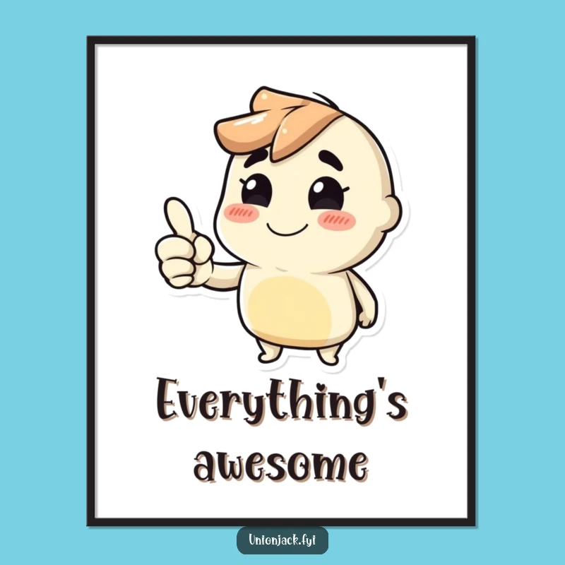 Funny Thumbs Up Digital Art: Printable Cheeky Grin Decor Gift