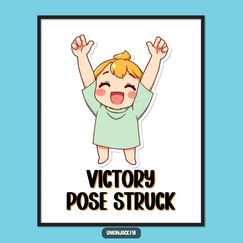 Funny Triumph Digital Art: Unframed Print of Cheering Character - Perfect Funny Gift for Celebratory Decor