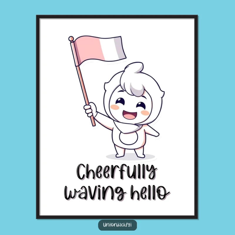 Funny Waving Flag Digital Art: Cheerful Grin Decor for Instant Enthusiasm