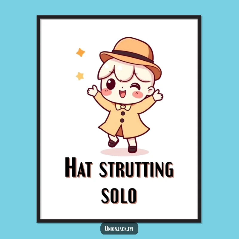 Funny Digital Art: Dancing Character in Bowler Hat - Humorous Print Gift