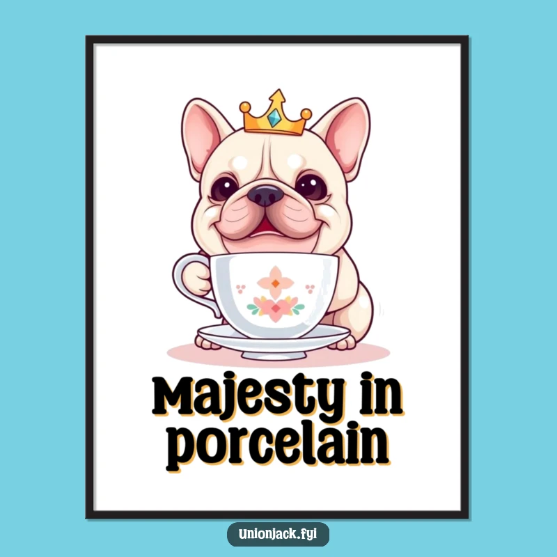 Funny Bulldog Crown Digital Art Print - Instant Hilarious Royal Decor Gift!