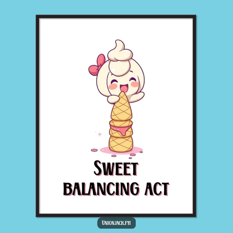 Funny Scone Tower Digital Art: Giggling Character's Treat, Instant Decor Gift!