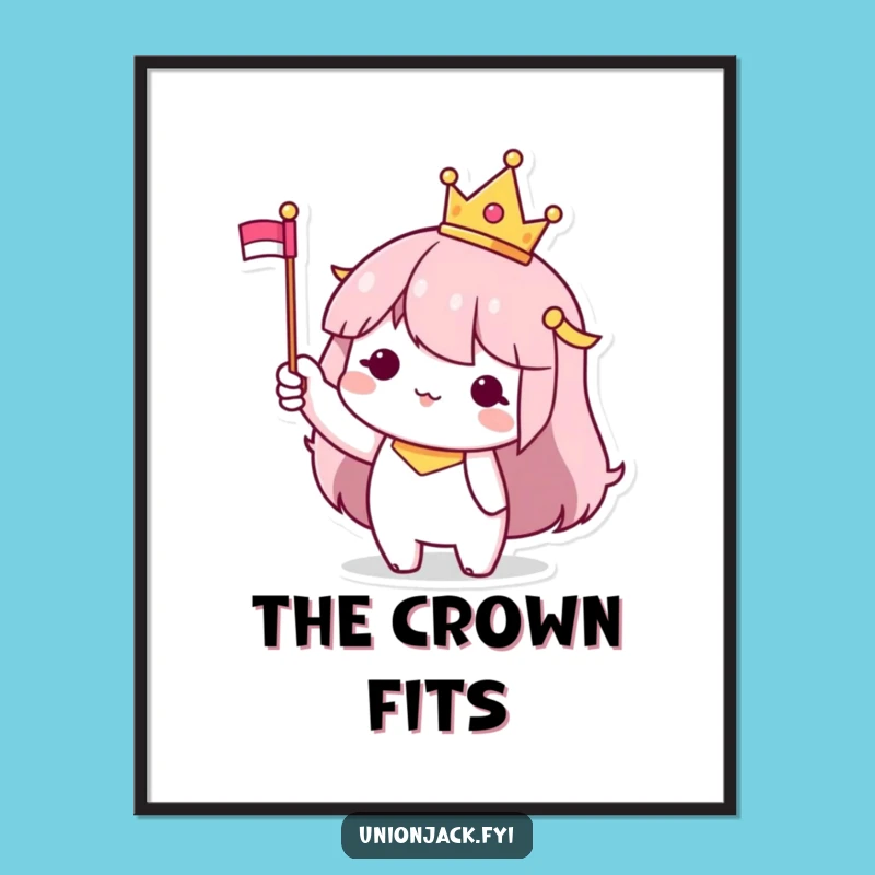 Funny Royal Digital Art: Unframed Print of Crowned Character - Perfect Funny Gift for Regal Decor