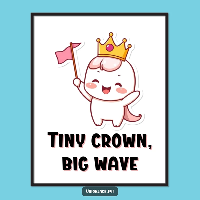 Funny Crowned Character Digital Art: Joyful Royalty Instant Download - Fun Funny Gift!