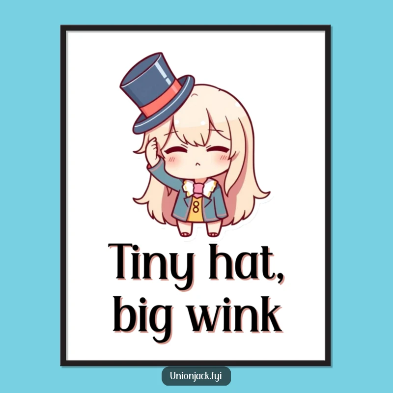 Funny Top Hat Digital Art: Dapper Wink Print, Hilarious Decor Gift!