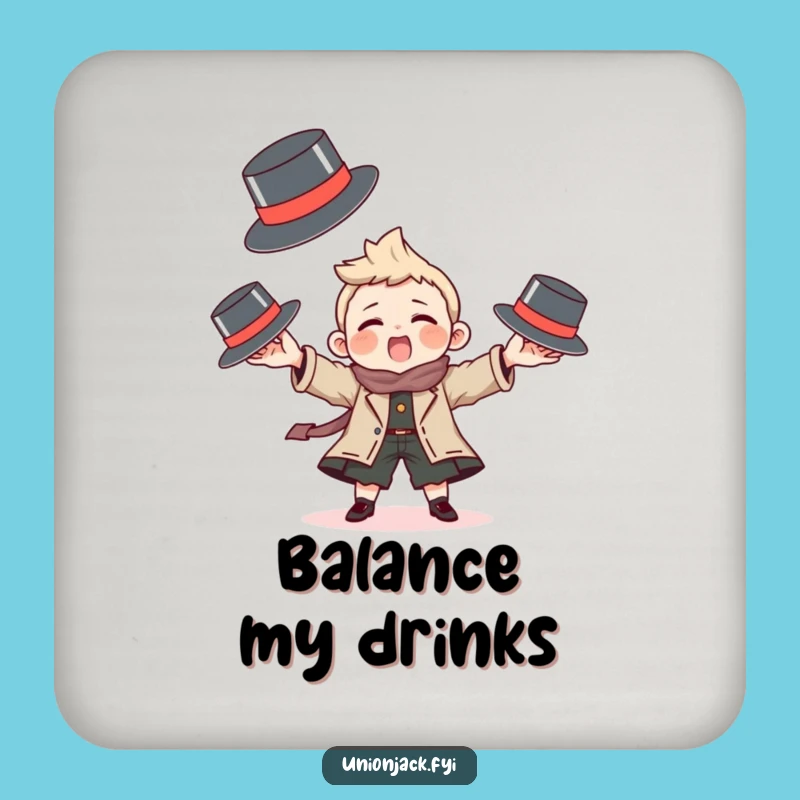 Funny Juggling Hats Coaster: Protect Surfaces Playful Gift
