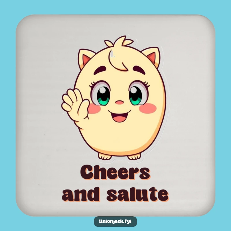 Funny Coasters: Happy Character Salutes Protect Surfaces, Fun Funny Gift Set