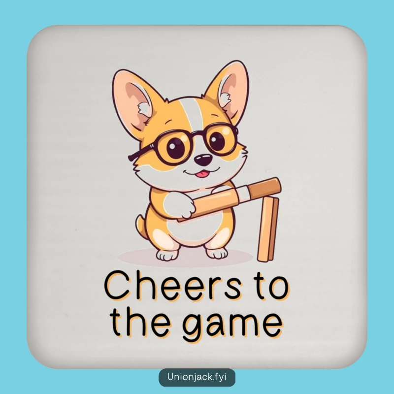 Funny Corgi Cricket Coaster - Protect Surfaces with Dapper Style Gift!
