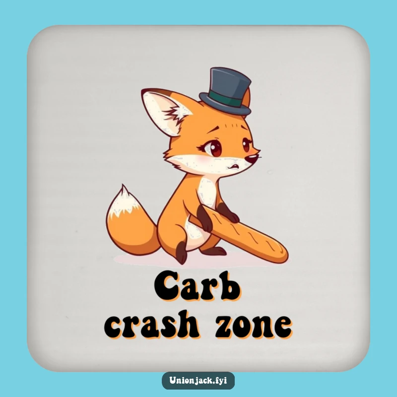 Funny Fox Top Hat Baguette Coaster: Comical Protection for Surfaces