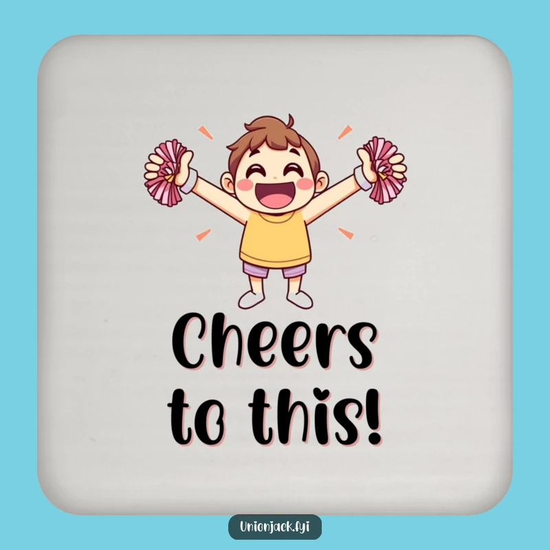 Funny Jovial Cheerleader Drink Coaster: Protect Surfaces with Hilarious Spirit Gift