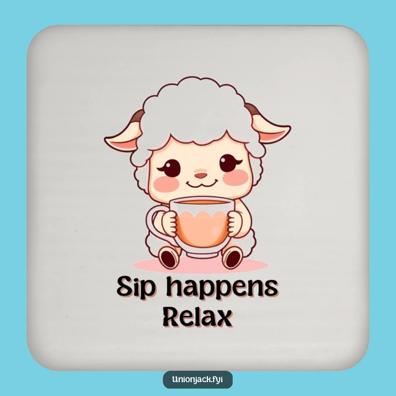 Funny Sheepish Grin Coaster Set: Tabletop Character Art for Hilarious Protection
